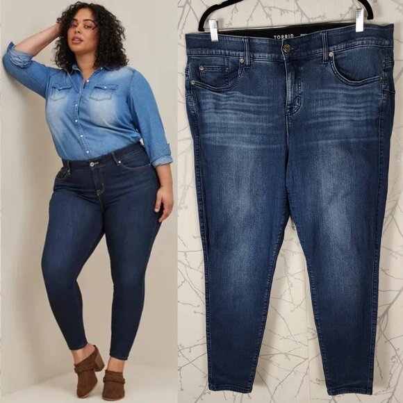 Torrid Dark Wash Premium Stretch High Rise Bombshell Skinny Jeans - Picture 1 of 8